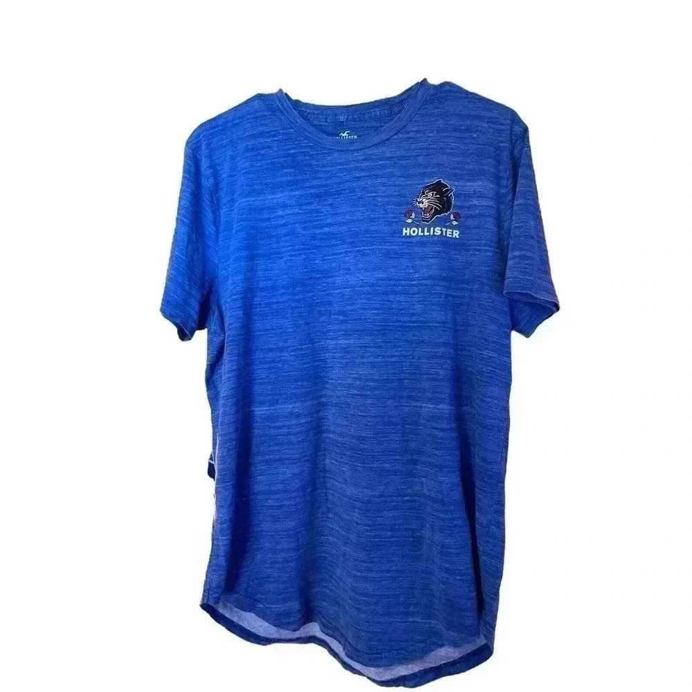 HOLLISTER SIZE LARGE BLUE SHIRT WITH CAT DESIGN
